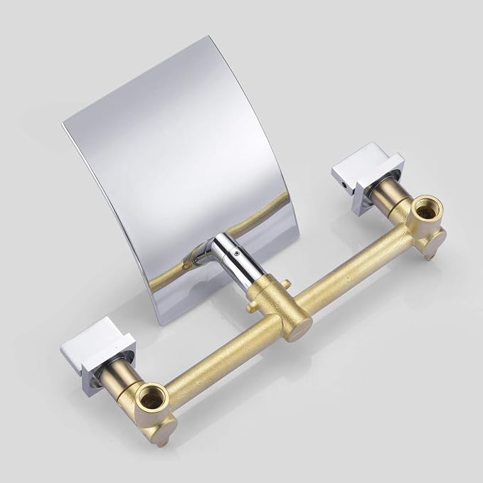 SUMERAIN Wall Mounted Waterfall Bathtub Filler Faucet 3 Hole Chrome Finished - Image 6