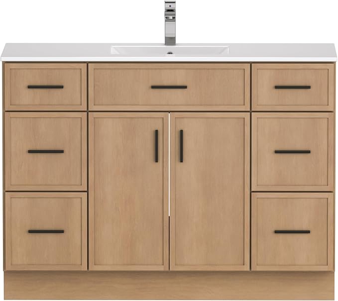 48 Inch Bathroom Vanity Without Sink, Freestanding Wood Farmhouse Cabinet - Image 6