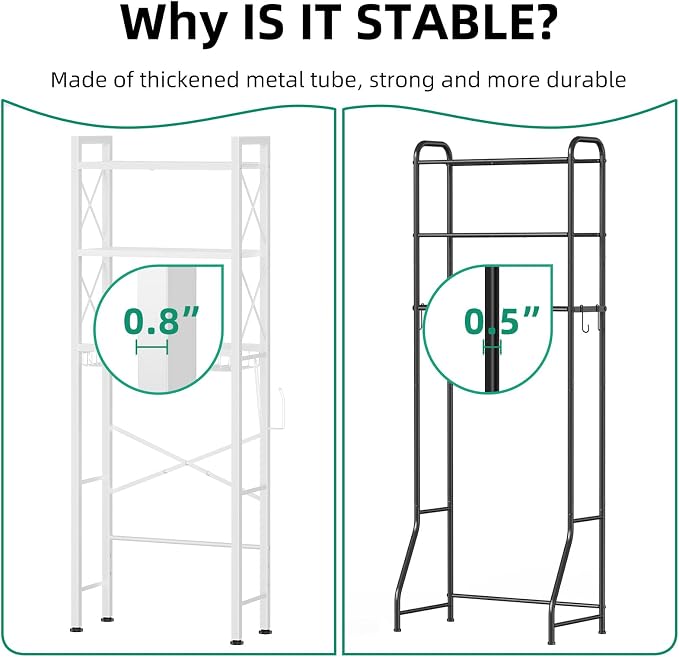Over The Toilet Storage with X Shape Side Guardrail, 3-Tier Over Toilet Storage - Image 6