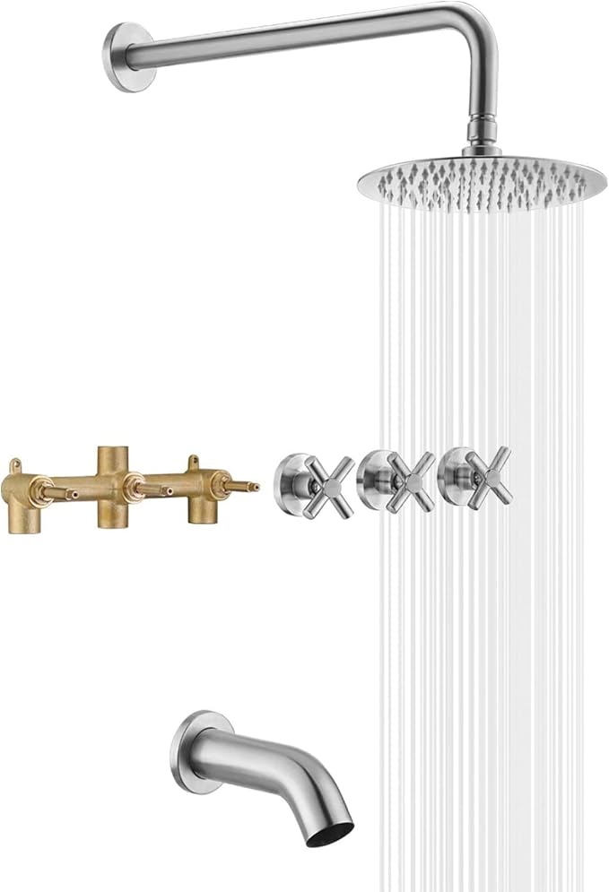 Tub and Shower Faucet Set 3 Handle by SUMERAINFAUCETS