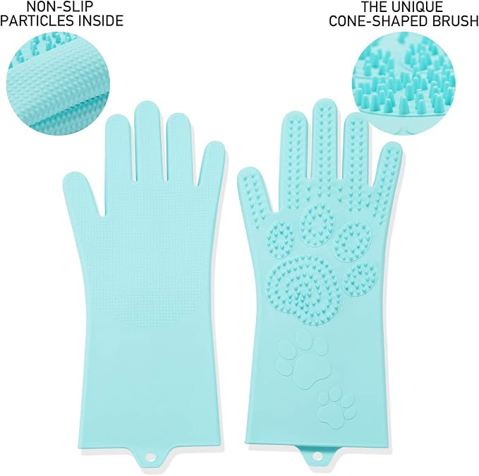 Pet Grooming Magic Gloves, Dog Cat Bathing Shampoo Brush, Silicone Hair Removal - Image 2