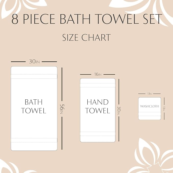 MAURA Grey Bath Towel Set of 8 for Bathroom. Turkish Cotton Luxury Bath Towels. - Image 4