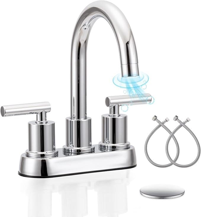 VXV Bathroom Faucet 4 Inch 2 Handle Centerset Sink Faucet 360 Swivel Spout by VXV