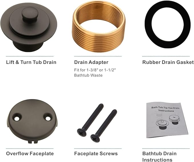 Bronze Tub Drain Lift &Turn Tub Trim Set - Image 5