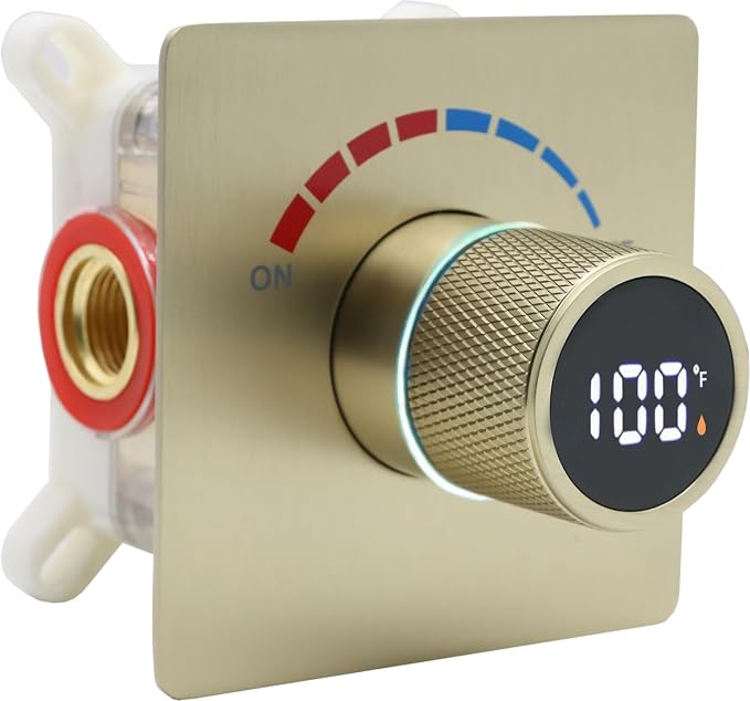 Concealed LED Digital Display Shower Diverter Valve Shower Mixing Valve Single by Backnets