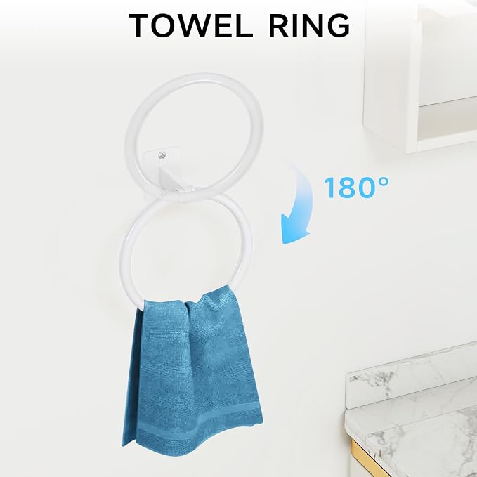 Bathroom Accessories Set, 4 Pieces White Bathroom Hardware Set, 24 inch Towel - Image 3