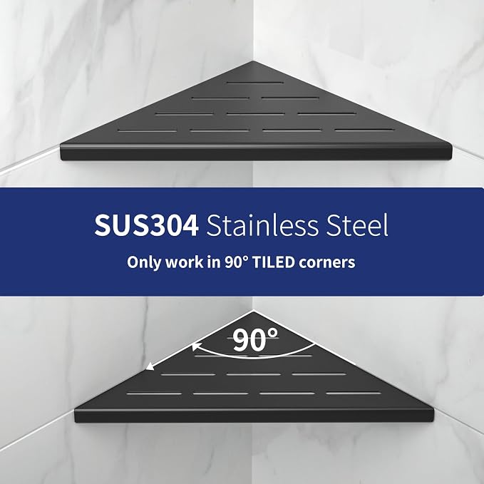 8'' Corner Shower Shelf 2PCS, 304 Stainless Steel Bathroom Shelves - Image 3