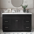 ARIEL 55" Black Bathroom Vanity 1.5" Edge Pure White Quartz Countertop & Splash by Ariel