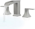 Waterfall Tub Faucet Brushed Nickel Bathtub Faucet 3 Hole, Brass High Pressure by HEYMYTAP