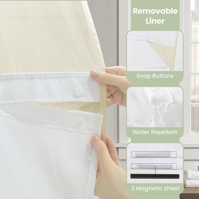 Inhousolu Long No Hook Shower Curtain - Image 5