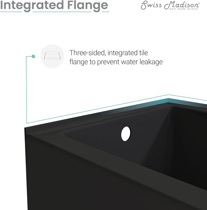 Voltaire 60 in. x 32 in. Acrylic Matte Black, Skirted Alcove, Left-Hand Drain - Image 7