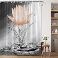 Lotus Shower Curtain Black White Grey Orange Flower Elegant Blooming Floral by showercurtain