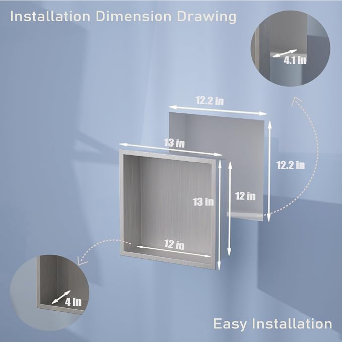 No Tile Needed Shower Niche for Bathroom Storage, Recessed Wall Niche, Shower - Image 5