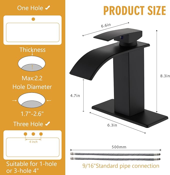 Bathroom Sink Faucet, Waterfall Bathroom Faucet - Image 7