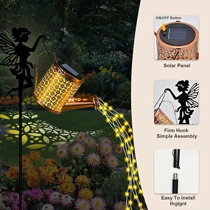 Solar Watering Can Light Garden Decorations Outdoor Weatherproof Shower Lights - Image 4