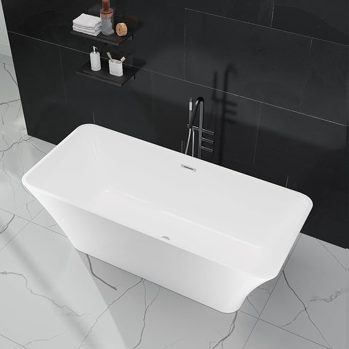 Freestanding Bathtubs 59 inch Acrylic Free Standing Soaking Tub - Image 5
