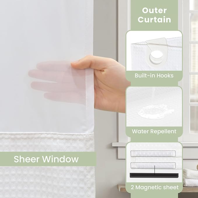 Inhousolu Stall No Hook Shower Curtain - Image 4