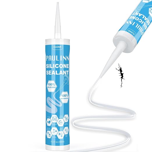 PAULINN Silicone Sealant, 100% Silicone Caulk Clear Waterproof by PAULINN