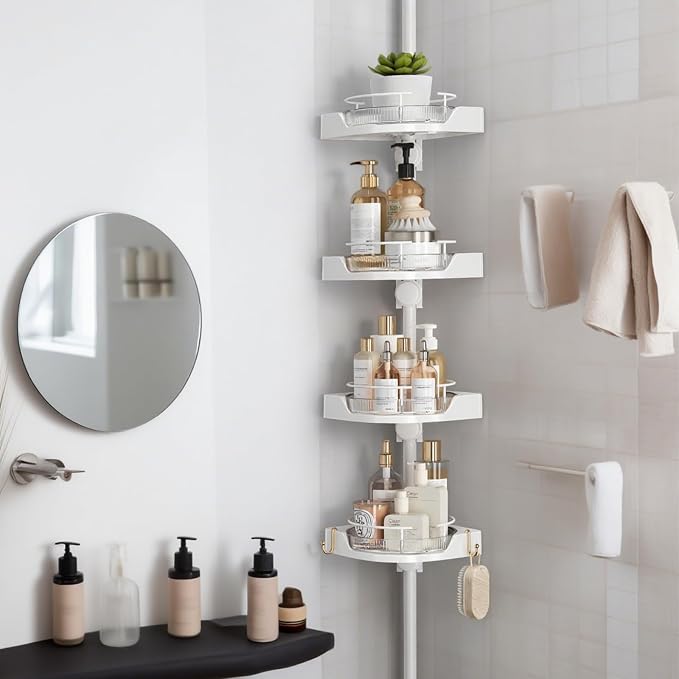 360° Rotating Corner Shower Caddy Tension Pole Organizer by SHUANGQING