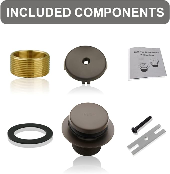 Bronze Bathtub Drain Tip-Toe Single Hole, Welsan Tub Drain Trim Set Conversion - Image 6