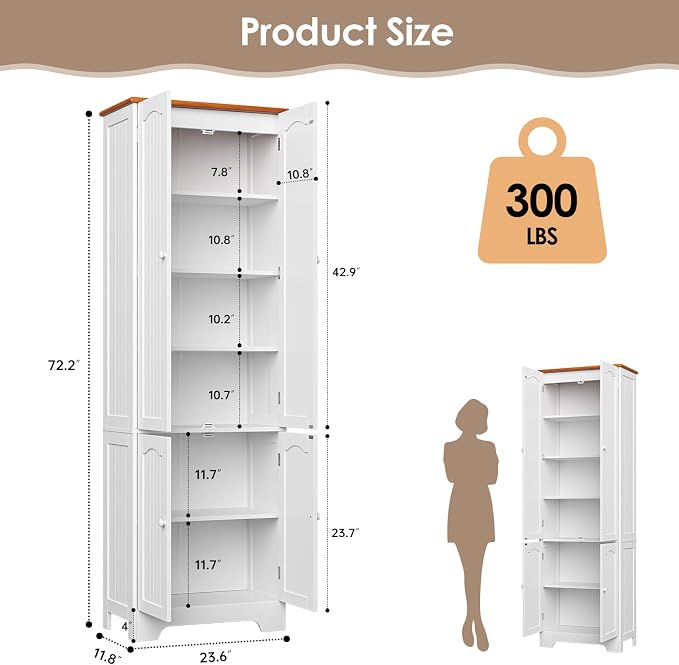 4 Door Pantry - 72.2'' Kitchen Cabinet - Image 2