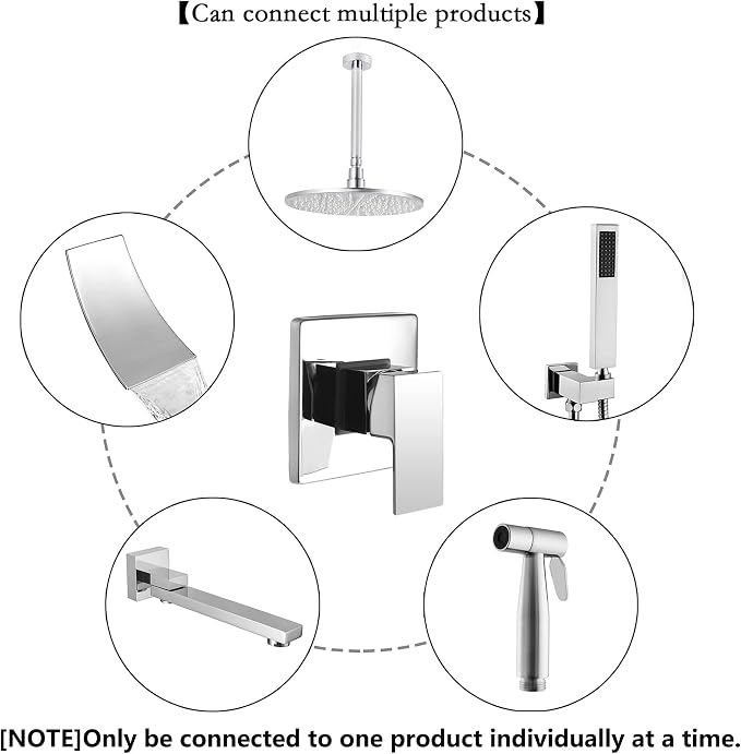 SKOWLL Shower Valve Kit Wall Mount Shower Mixing Valve Kit Brass Body Rough-In - Image 4