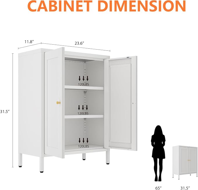 Metal Bathroom Cabinet, Small Floor Storage Cabinet, Freestanding Sideboard - Image 3