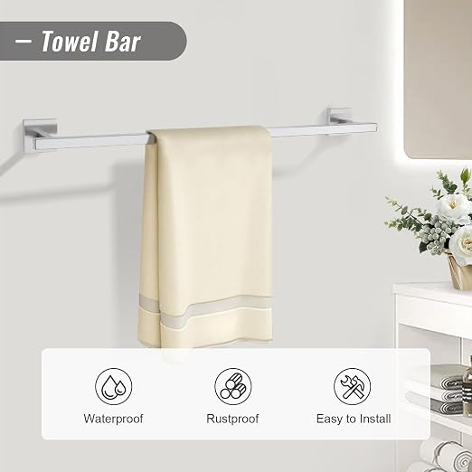 YACVCL Towel Bar Set, 10 Pieces Bathroom Hardware Set Brushed Nickel Bathroom - Image 2