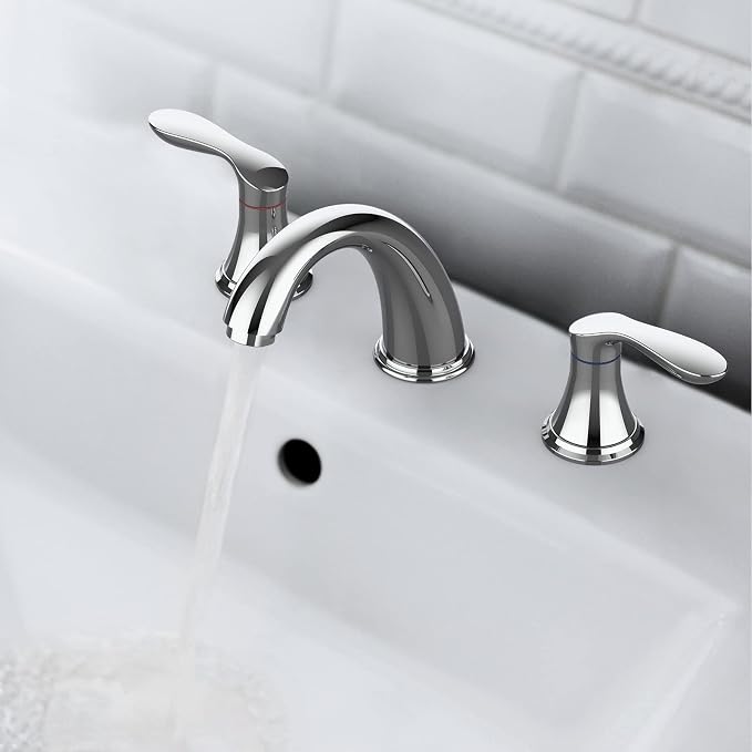 Bathroom Sink Faucet, Faucet for Bathroom Sink, Widespread Chrome Bathroom - Image 4
