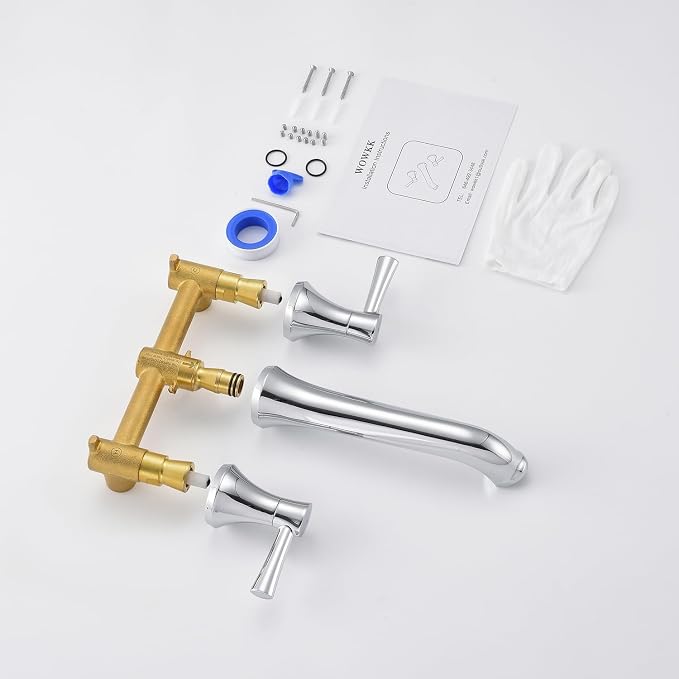 Wall Mount Tub Filler Brass Tub Faucet Chrome Bathroom Bathtub Faucets - Image 7