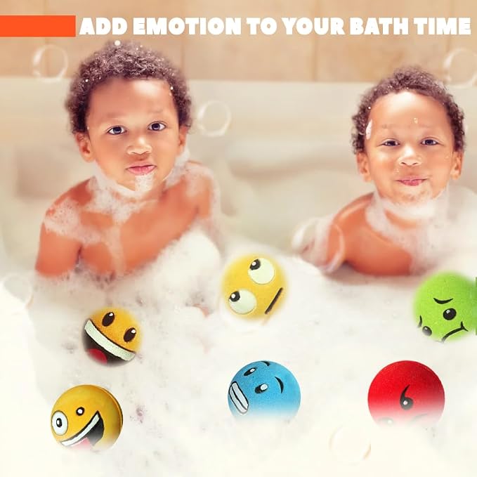 Large Emotion Face Bath Bombs Set of 6 – Fun Emoji-Inspired Spa Fizzies – - Image 6