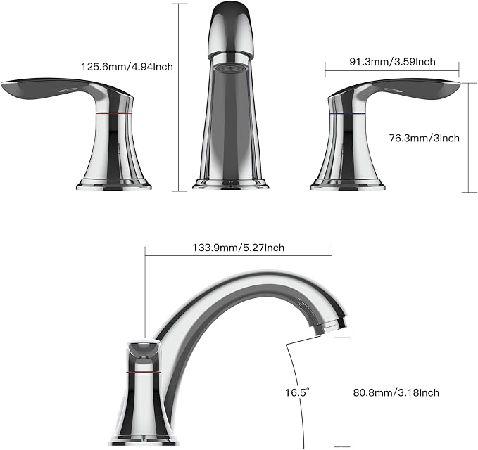 Bathroom Sink Faucet, Faucet for Bathroom Sink, Widespread Chrome Bathroom - Image 6