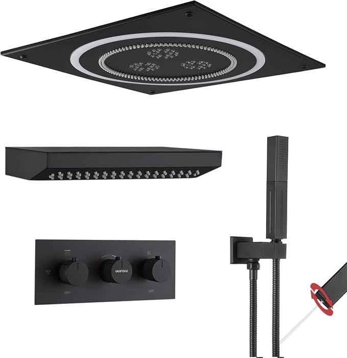 VANFOXLE Shower Faucet Set Matte Black Shower System, Shower Faucet by VANFOXLE