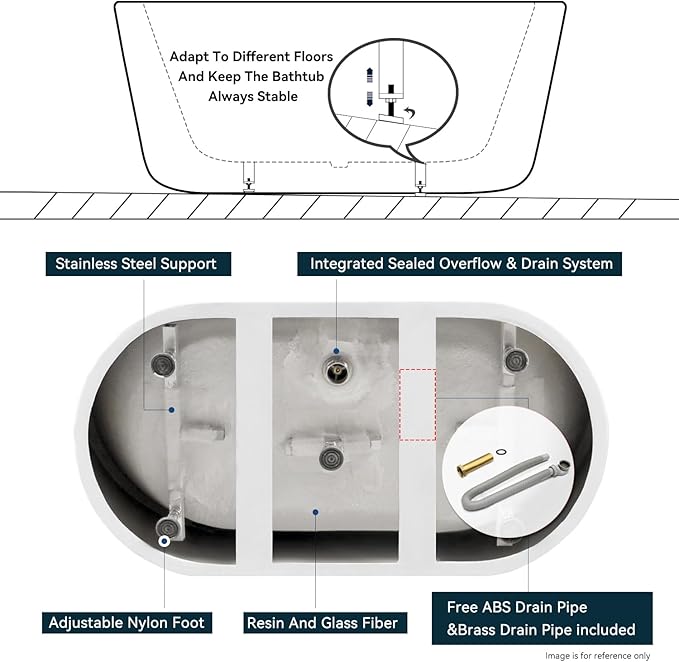 FerdY 47" Bali Acrylic Freestanding Bathtub - Image 8