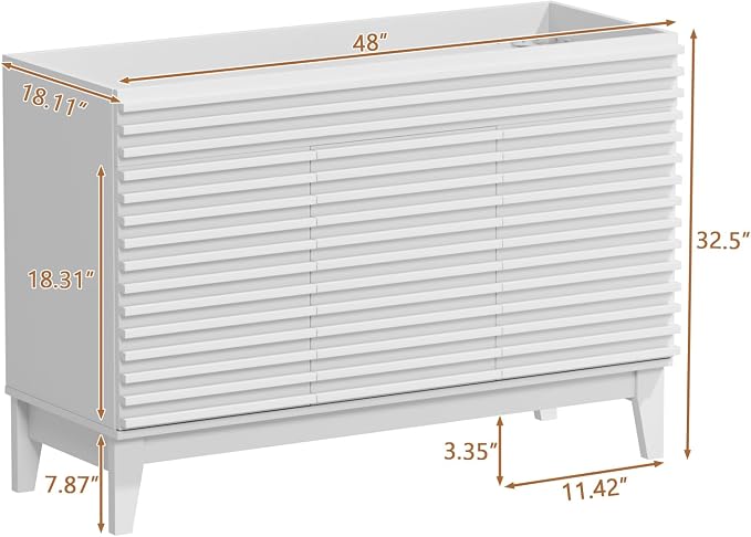 ROOMTEC 48" Bathroom Vanity, Mid-Century Freestanding Bathroom Vanity Cabinet - Image 3