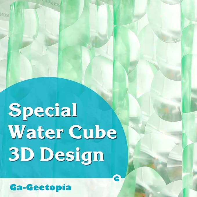 Ga-Geetopia EVA 3D Green Pearl Water Cube Plastic Shower Curtain Liner - Image 8