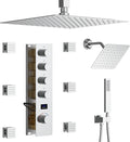 Full Body Shower System Chrome Tempreature Display Shower Faucet Set by KATAIS