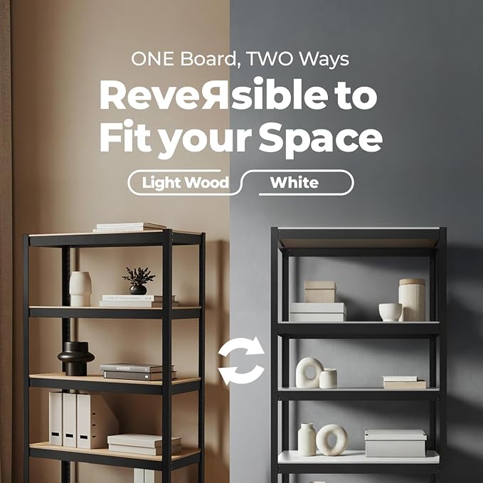 HOMEDANT House 5 Tier Laminated Metal Shelving Unit Adjustable Storage Utility - Image 9
