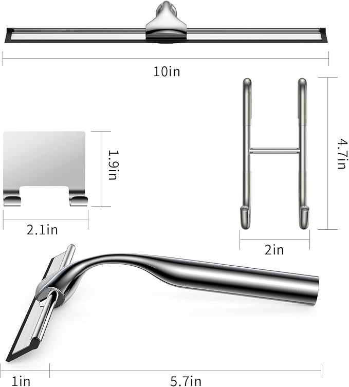 Stainless Steel Squeegee for Shower Glass Doors, 10-Inch All-Purpose Squeegee - Image 2
