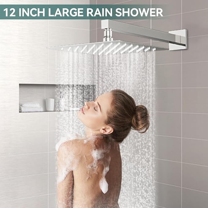 Shower Faucet Set Chrome Shower System, Starbath 12" Rain Shower Head and - Image 4