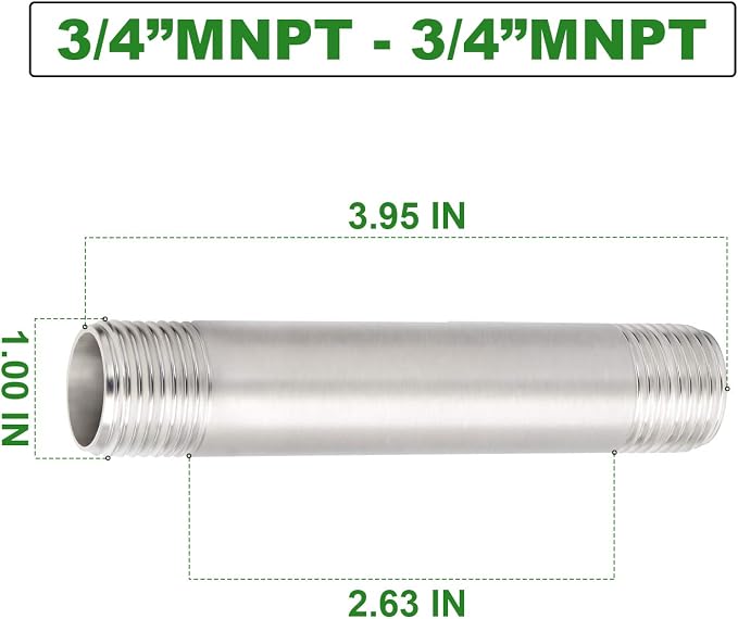 TAISHER 4PCS Stainless Steel Pipe Fittings, 3/4" NPT x 3/4" NPT Male Threaded - Image 2
