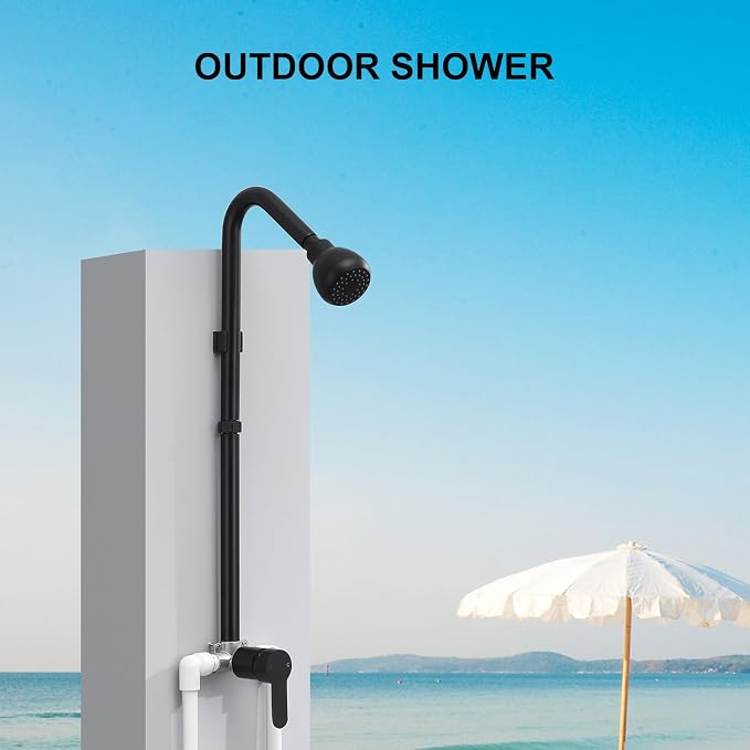 Outdoor Shower System, Matte Black Single Handle Outdoor Shower Faucet - Image 2