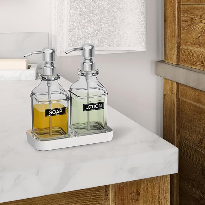 Soap Dispenser - 2 Pack, Antique Design Thick Glass Hand Soap Dispensers - Image 8