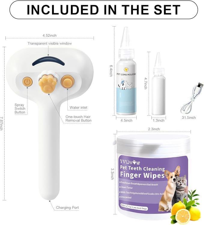 Pet Steam Brush for Dog & Cat – 3-in-1 Spray Hair Removal Comb for Shedding & - Image 9
