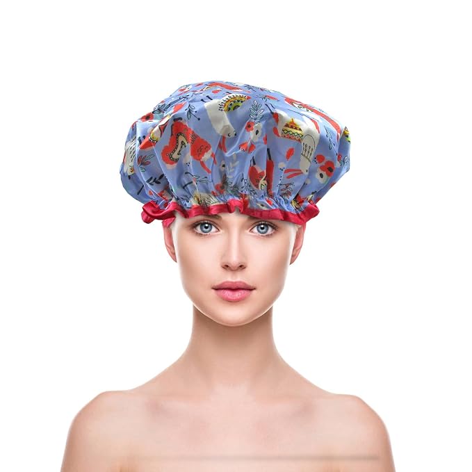 1 Pcs Waterproof Shower Cap for Women, Hair Treatment Bath Cap for Girls Spa - Image 5