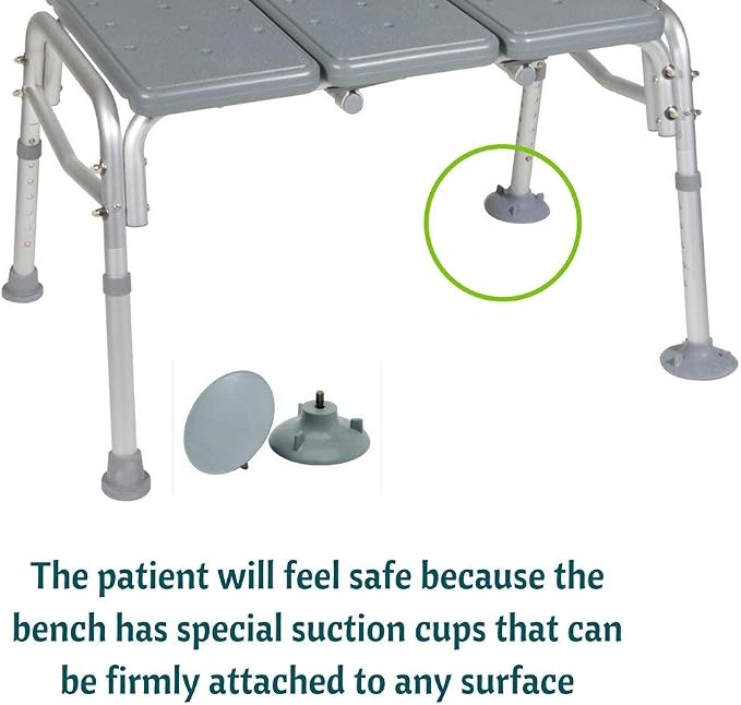 HEALTHLINE Transfer Bench Adjustable Height 500 Lbs, Heavy Duty Bariatric Tub - Image 4