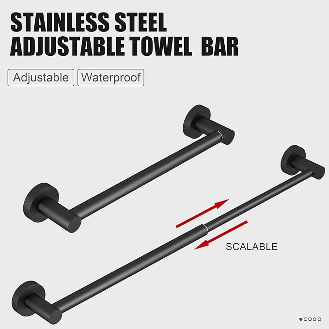 Towel Bar - Adjustable 304 Stainless Steel Towel Holder - Image 2