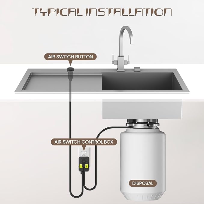 Garbage Disposal Air Switch Kit Sink Top Waste Disposal Long Stainless Steel - Image 6