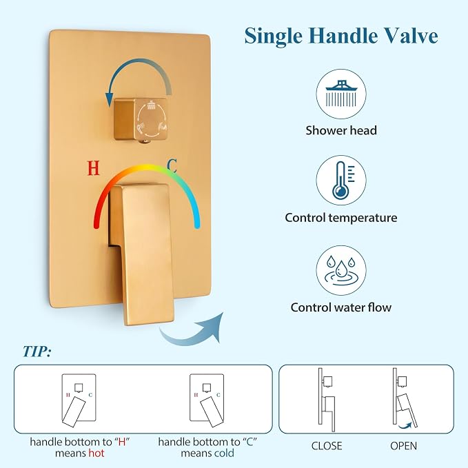 10 inch Square Shower Head and Handheld Set, Gasecoet Shower System - Image 5