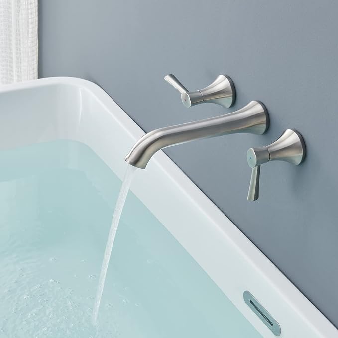 Tub Filler Wall Mount Roman Tub Faucet Brushed Nickel Brass Bathtub Faucets - Image 3